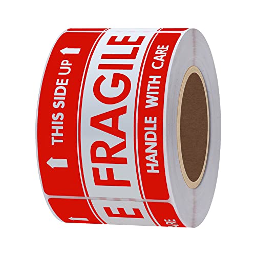 Hybsk This Side Up Fragile Stickers 2x3 Inch Handle with Care Shiping and Packing Warning Adhesive Label 300 Per Roll (2x3 inch) - Image 3