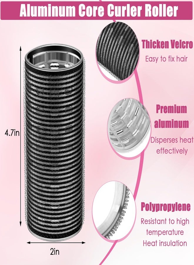 WILLBOND 4 Pcs Long Hair Rollers for Bangs Aluminum Core Curlers Thermal Self Grip Roller for Long and Medium Hair Women Hairstyle(4.7 x 2 Inch,Black) - Image 2