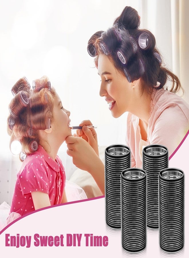 WILLBOND 4 Pcs Long Hair Rollers for Bangs Aluminum Core Curlers Thermal Self Grip Roller for Long and Medium Hair Women Hairstyle(4.7 x 2 Inch,Black) - Image 5