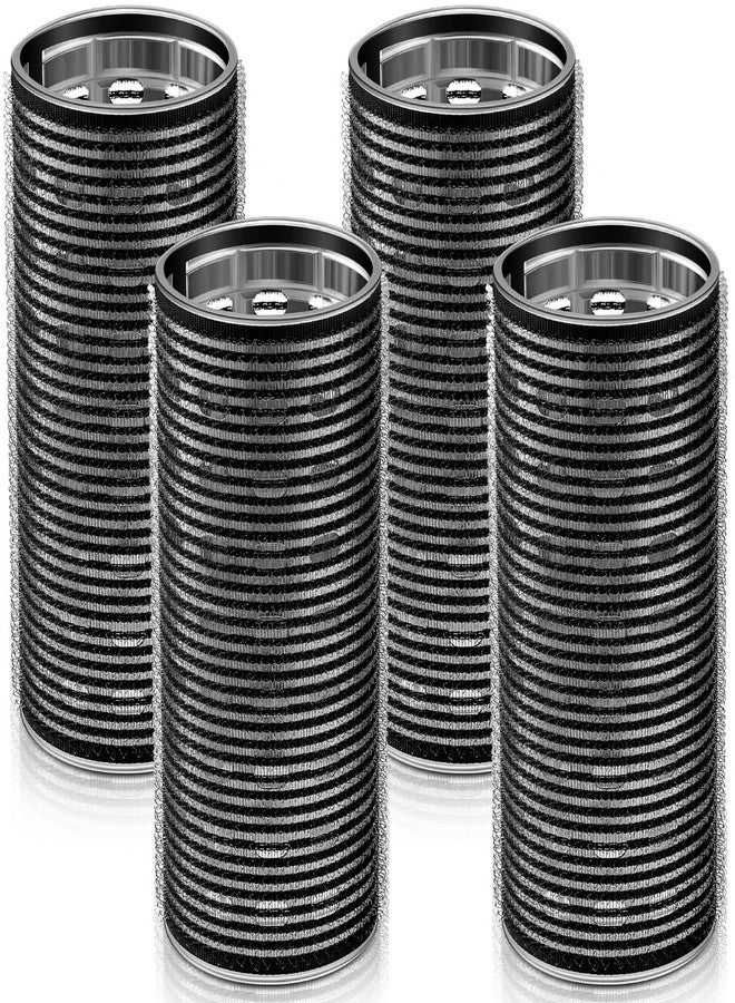 WILLBOND 4 Pcs Long Hair Rollers for Bangs Aluminum Core Curlers Thermal Self Grip Roller for Long and Medium Hair Women Hairstyle(4.7 x 2 Inch,Black) - Image 1
