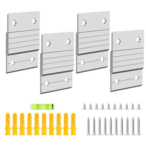 Luxiv 4 Pairs French Cleat Picture Hanger, Luxiv Metal Mounting Bracket for Photo Frames Aluminum Z Hanger, Wall Mount Mirror Bracket Z Bar Hanging Picture Ledges with Screws, Level Tool (2 inches) - Image 1