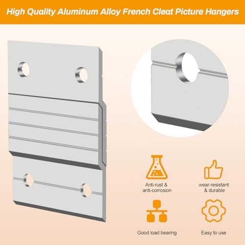 Luxiv 4 Pairs French Cleat Picture Hanger, Luxiv Metal Mounting Bracket for Photo Frames Aluminum Z Hanger, Wall Mount Mirror Bracket Z Bar Hanging Picture Ledges with Screws, Level Tool (2 inches) - Image 4