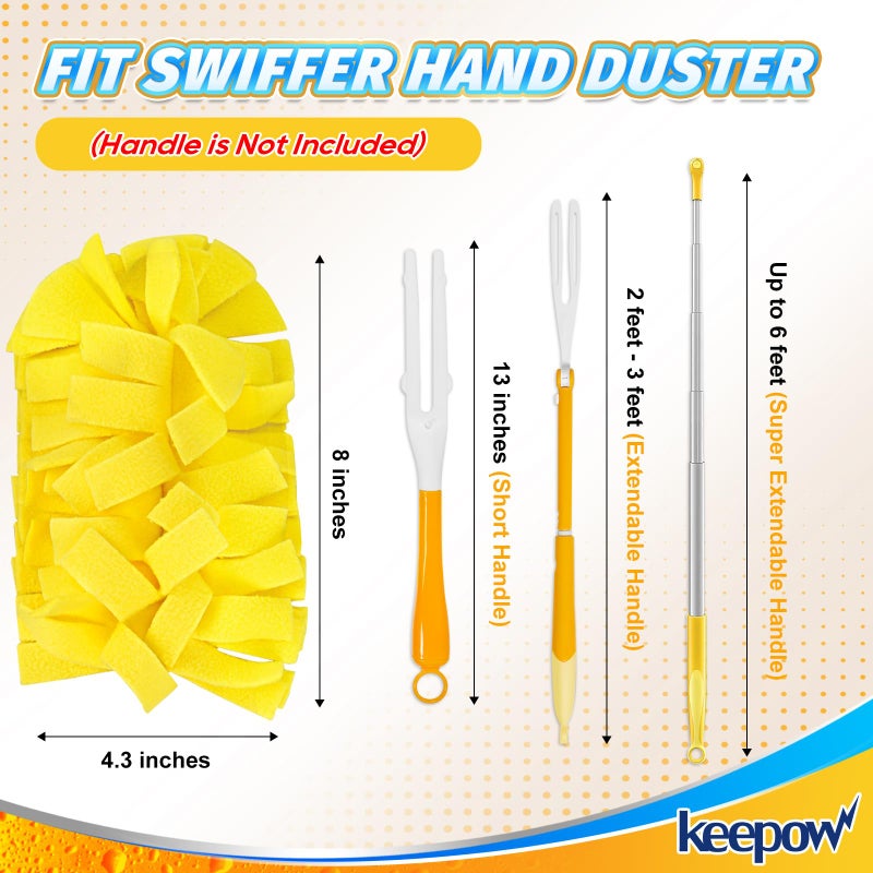 كيباو تعبئة Duster Duster القابلة لإعادة الاستخدام المتوافقة مع Swiffer Hand Duster Duster Duster تعبئة 260 درجة تعبئة التعبئة لتنظيف مروحة سقف السقف الصوف 4 (لم يتم تضمين المقبض) - Image 2