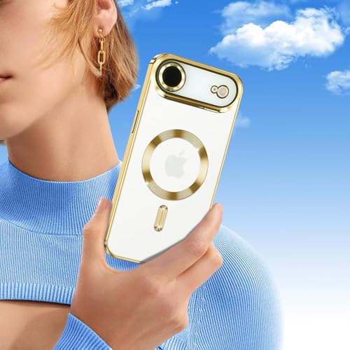 VONZEE Electroplating Transparent Clear Logo Back Cover TPU Compatible with iPhone 17 Air Case, Compatible with Magsafe, Full Body & Individual Camera Protection for Each Lens for Men & Women (Gold) - Image 4