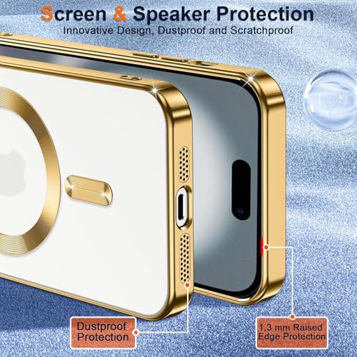 VONZEE Electroplating Transparent Clear Logo Back Cover TPU Compatible with iPhone 17 Air Case, Compatible with Magsafe, Full Body & Individual Camera Protection for Each Lens for Men & Women (Gold) - Image 5