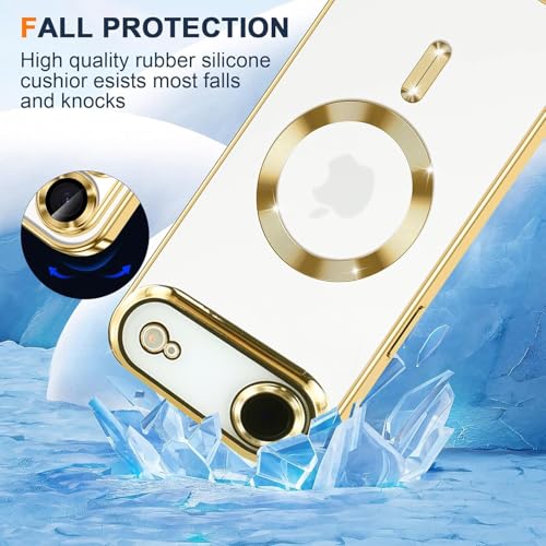 VONZEE Electroplating Transparent Clear Logo Back Cover TPU Compatible with iPhone 17 Air Case, Compatible with Magsafe, Full Body & Individual Camera Protection for Each Lens for Men & Women (Gold) - Image 3