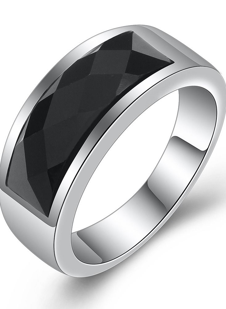 Loquat Stainless Steel Solid Polished Signet Ring