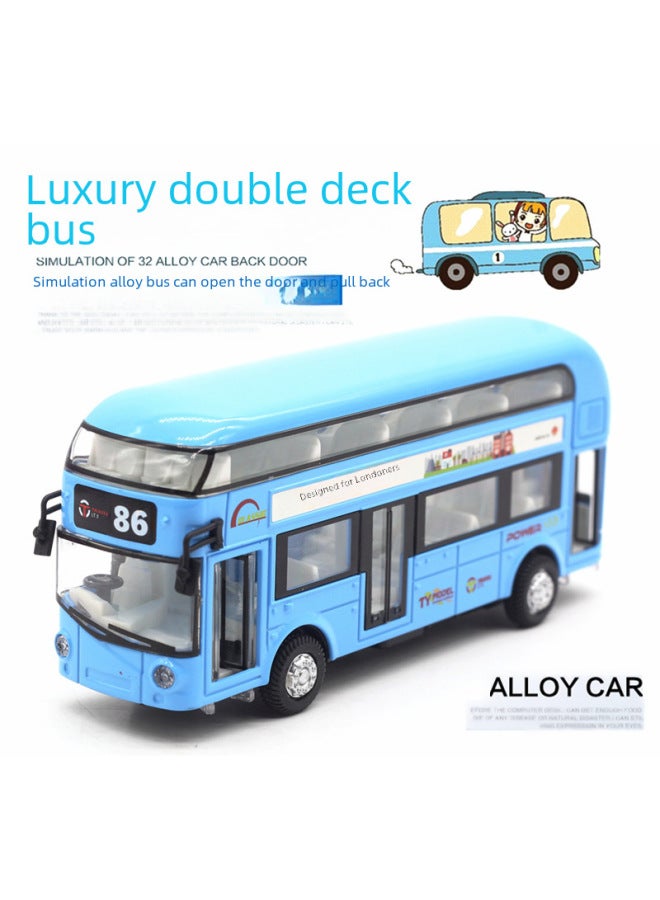 Tianying Alloy Double-decker Tour Bus Air-conditioned Bus City Bus Model Children's Huili Sound And Light Toy Car-Color:Red