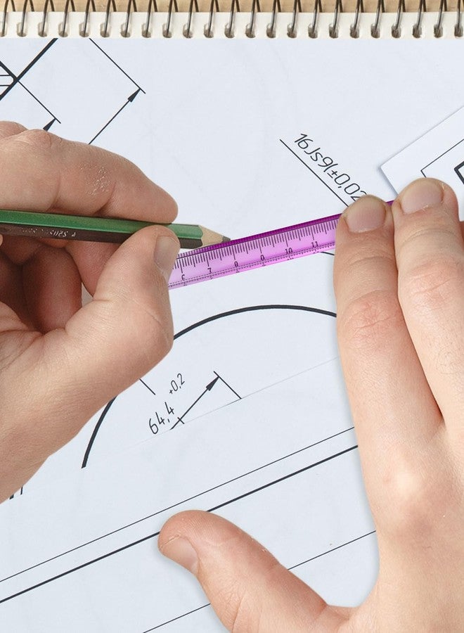 Honagu 3 Pack Acrylic Clear Rulers, Color Transparent Plastic Ruler, Measuring Tools for Student School Home Office, Three-Dimensional Ruler, Metric Units（Pink Sky Blue Purple） - Image 4
