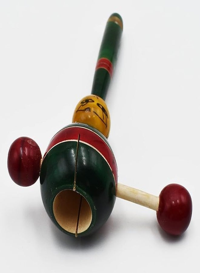 Justhandmade Traditional Wooden Rattle Toy for Kids | Handmade Colorful Wooden Baby Toy | Safe & Eco-Friendly | Indian Wooden Hand Rattle for Toddlers (Yellow) - Image 4