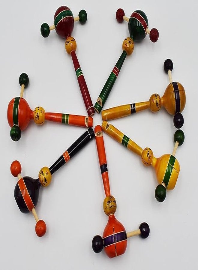 Justhandmade Traditional Wooden Rattle Toy for Kids | Handmade Colorful Wooden Baby Toy | Safe & Eco-Friendly | Indian Wooden Hand Rattle for Toddlers (Yellow) - Image 5