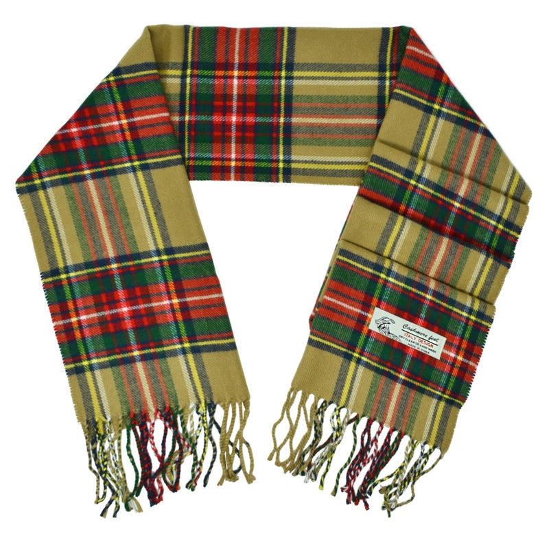 Glory Max Scottish Stewart Tartan Plaid Luxurious Winter Scarf Soft Cashmere Feel 72"x12" (Beige Stewart Tartan) - Image 3