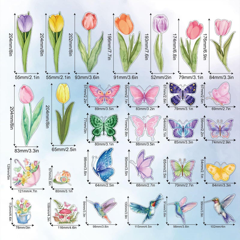 REJODA 83 PCS Window Clings Spring Flower Window Stickers Decorations for Glass Windows, Easter Tulip Butterfly Flower Window Decals - Image 2