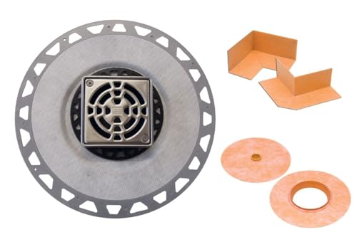 Schluter Kerdi-Drain PVC Classic Shower Drain Kit with Integrated Bonding Flange - Provides Drainage Solutions for Tiled Showers - 4-Inch Stainless Steel Grate, Square, 2-Inch Outlet - KD2/PVC/E - Image 5