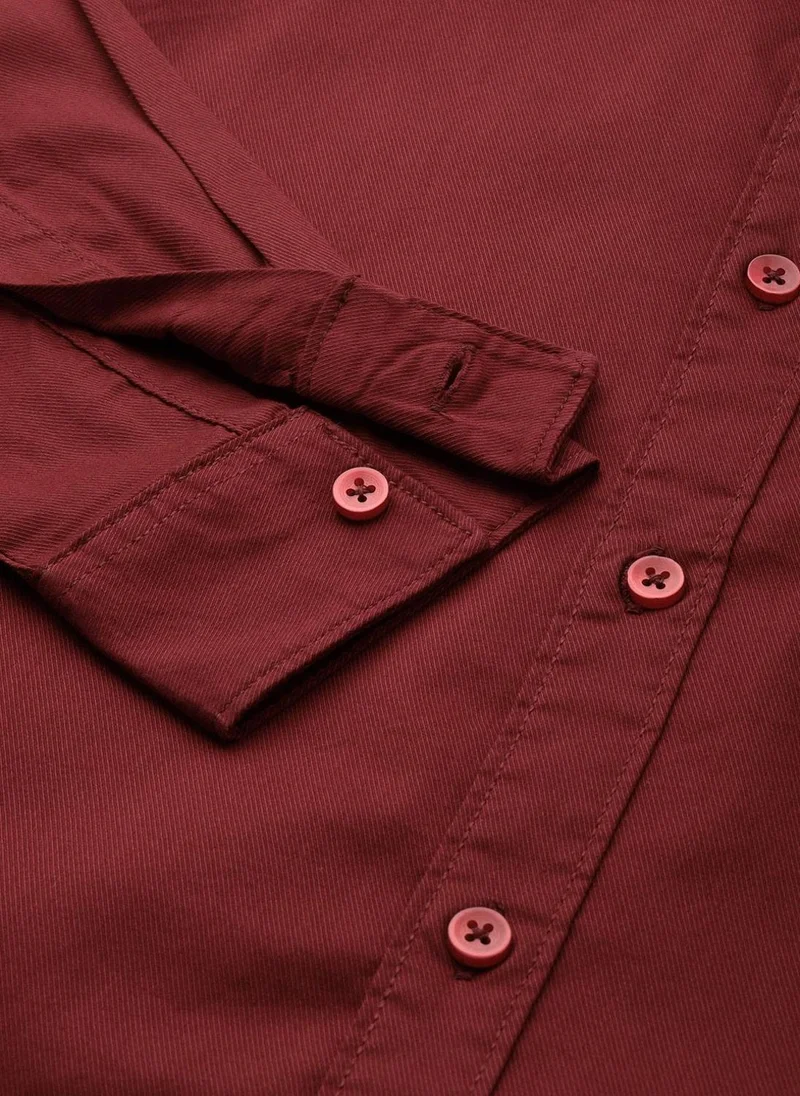 The Indian Garage Co Men Slim Fit Solid Full Sleeves Spread Collar Casual Shirt