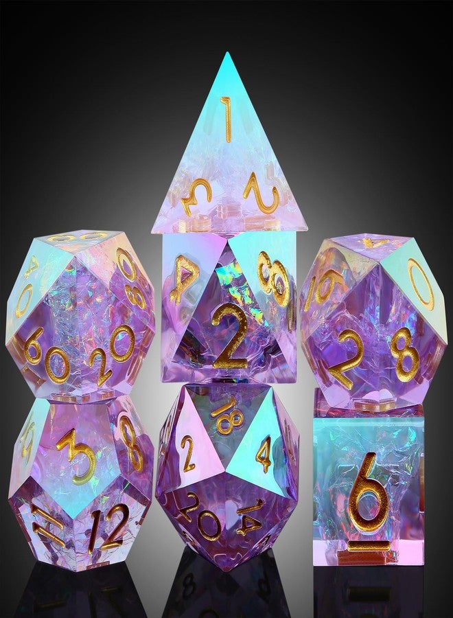 DNDND Iridescent Plating Lilac Sharp D&D Dice, DNDND Handmade DND Resin Sharp Edge D&D Die with Gift Case for Dungeons and Dragon Tabletop Games (Iridescent Plating Lilac) - Image 1