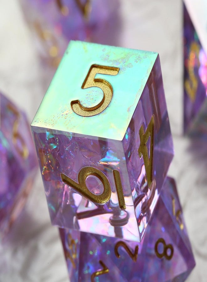 DNDND Iridescent Plating Lilac Sharp D&D Dice, DNDND Handmade DND Resin Sharp Edge D&D Die with Gift Case for Dungeons and Dragon Tabletop Games (Iridescent Plating Lilac) - Image 3