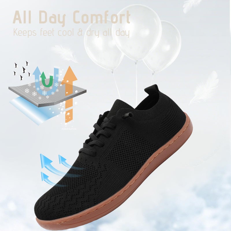 VXGGVX Barefoot Shoes Women Wide Barefoot Walking Sneakers Slip On Minimalist Running Tennis Breathable Shoes Zero Drop Sole for Workout Gym Travel Black Gum 8 - Image 3
