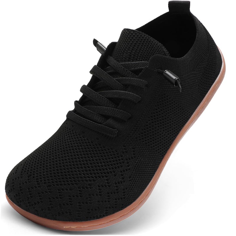 VXGGVX Barefoot Shoes Women Wide Barefoot Walking Sneakers Slip On Minimalist Running Tennis Breathable Shoes Zero Drop Sole for Workout Gym Travel Black Gum 8 - Image 1