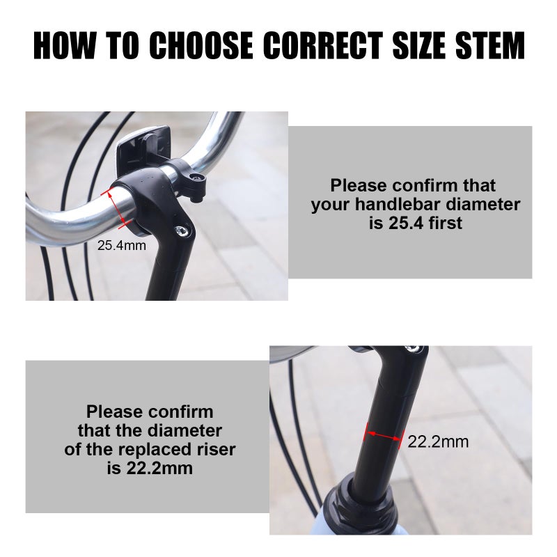 WEEROCK Bike Stem 25.4mm*22.2mm Aluminum Alloy and Steel Gooseneck Shape 220mm Length Bicycle Stemï¼ŒBlack - Image 2