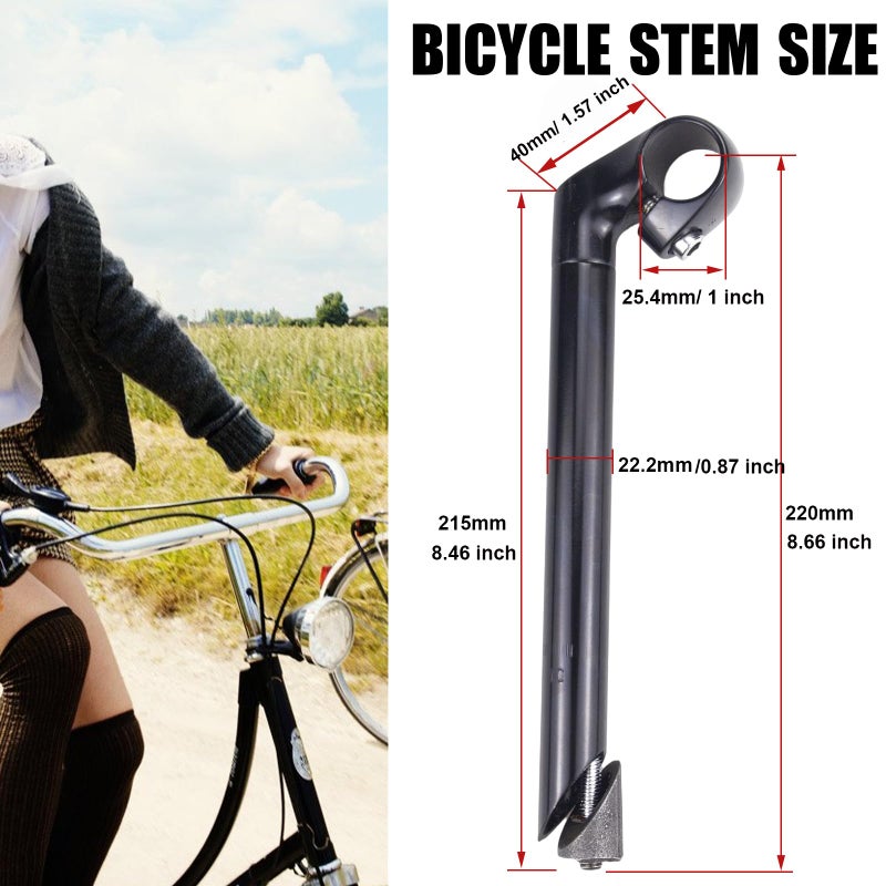 WEEROCK Bike Stem 25.4mm*22.2mm Aluminum Alloy and Steel Gooseneck Shape 220mm Length Bicycle Stemï¼ŒBlack - Image 3