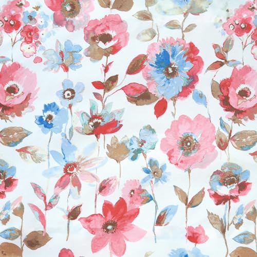 No. 918 Dora Floral Semi-Sheer Rod Pocket Kitchen Curtain Set, 54" x 36", Coral - Image 2