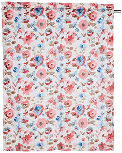 No. 918 Dora Floral Semi-Sheer Rod Pocket Kitchen Curtain Set, 54" x 36", Coral - Image 4