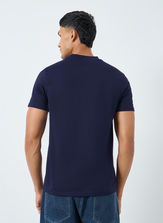 Styli Men Navy Blue Crew Neck Short Sleeve T-Shirt - Image 3