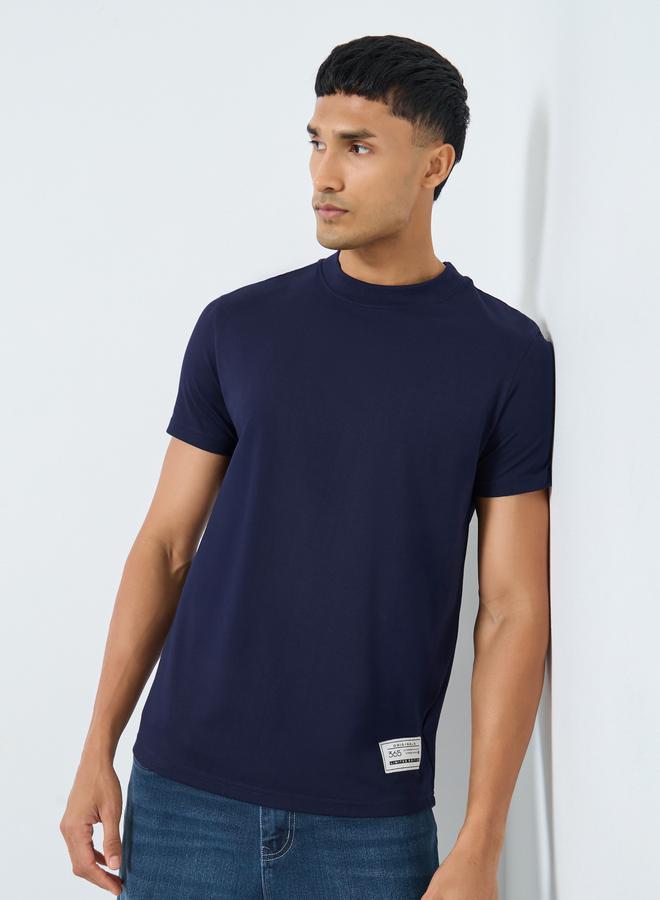 Styli Men Navy Blue Crew Neck Short Sleeve T-Shirt - Image 4