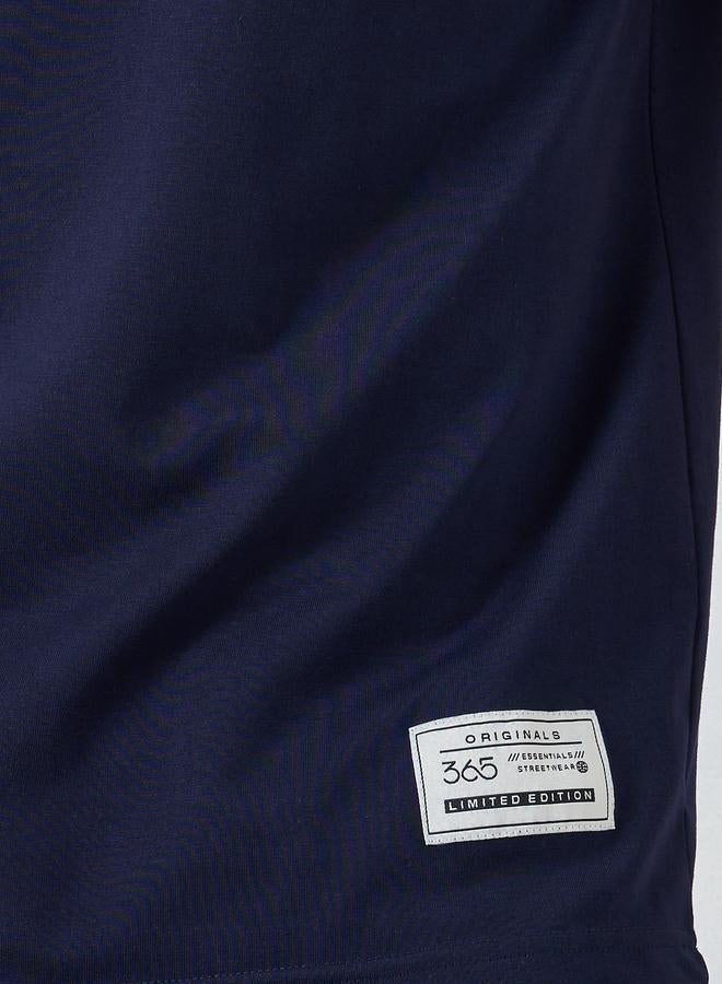 Styli Men Navy Blue Crew Neck Short Sleeve T-Shirt - Image 2