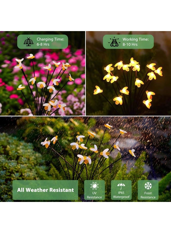 Nacome Solar Swaying Bee Lights - 2 Pack, Yellow, Garden Decor, Outdoor Yard Patio Landscape Decoration - Image 4
