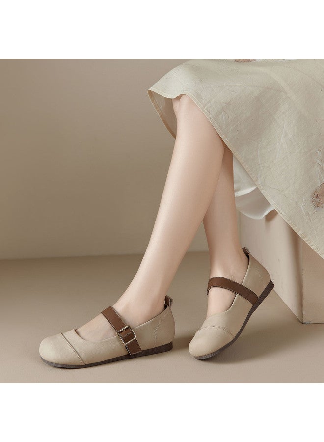 Josiny Round Buckle Retro Mary Jane Shoes, Soft-soled Spring Fashion Versatile Elegant Women's Flats - Image 3