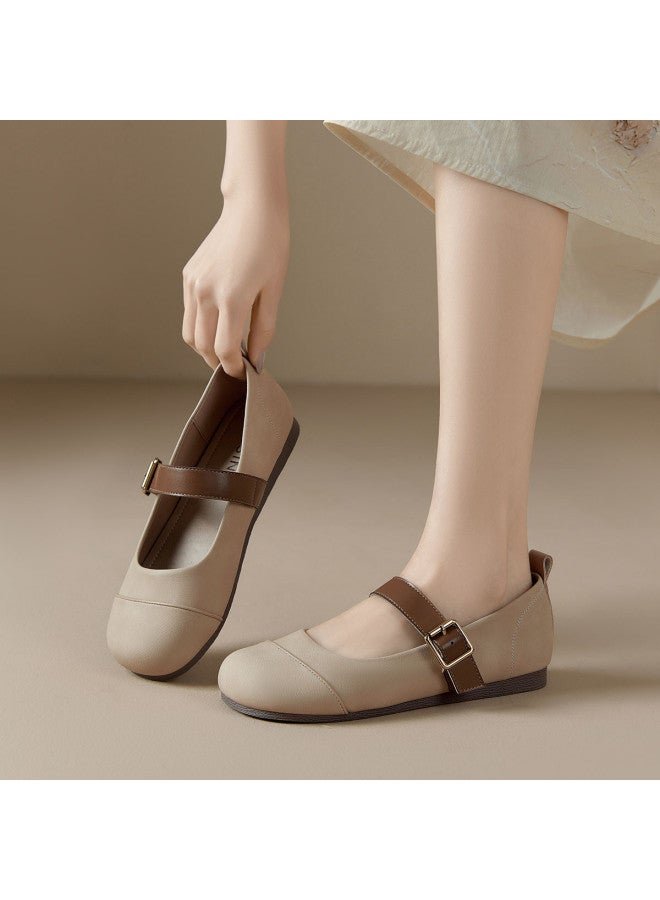 Josiny Round Buckle Retro Mary Jane Shoes, Soft-soled Spring Fashion Versatile Elegant Women's Flats - Image 2