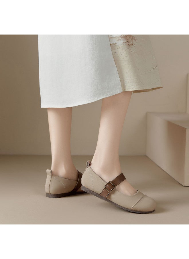 Josiny Round Buckle Retro Mary Jane Shoes, Soft-soled Spring Fashion Versatile Elegant Women's Flats - Image 5