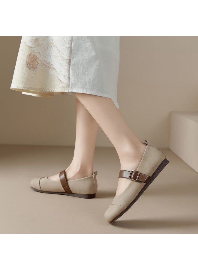 Josiny Round Buckle Retro Mary Jane Shoes, Soft-soled Spring Fashion Versatile Elegant Women's Flats - Image 4