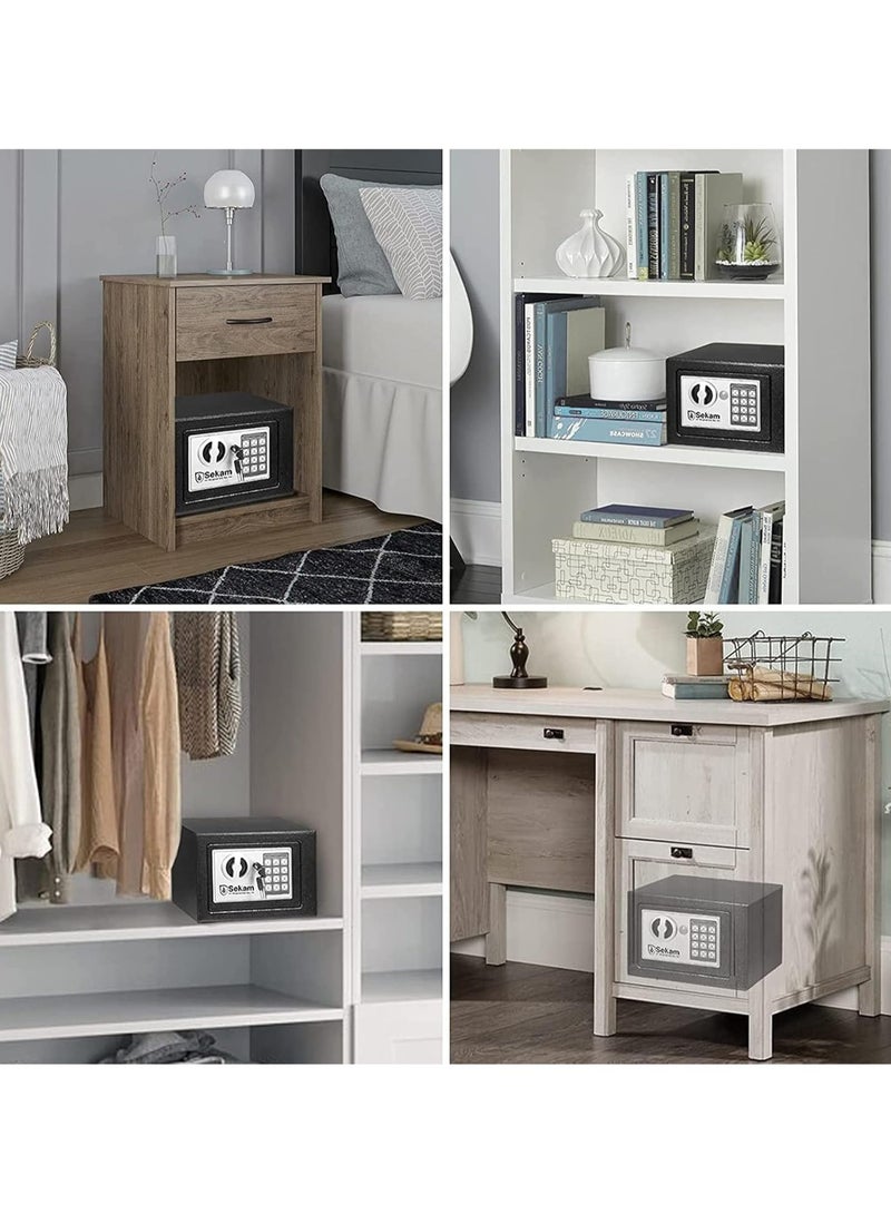 Small Money Safe Box with Keypad  Keys, Money Lock Boxes, Electronic Personal Security Safe Hidden Lock Box, Safety Boxes Steel Alloy for Home Office Hotel Rooms Business Jewelry Cash - Image 2