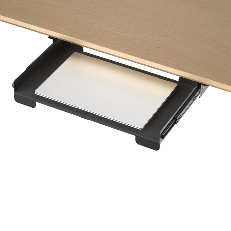 Gaxomo 20 Inch Under Desk Mounted Sliding Loptop Drawer, Desktop Extension Pull-Out Laptop Tray for Office Desk, Extra Storage Organizer for Sit Stand Workstation - Image 1