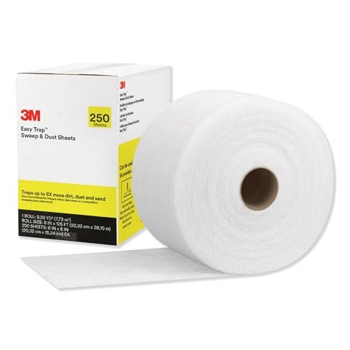 3M Easy Trap Sweep and Dust Sheets, 1 Roll of 250 8" x 6" Sheets, Disposable Easy Sweep Floor Duster, Picks Up 8x More Dirt, Dust, Sand, Hair, Works on Dry or Wet Surfaces, 55654W - Image 1