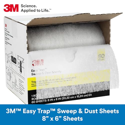 3M Easy Trap Sweep and Dust Sheets, 1 Roll of 250 8" x 6" Sheets, Disposable Easy Sweep Floor Duster, Picks Up 8x More Dirt, Dust, Sand, Hair, Works on Dry or Wet Surfaces, 55654W - Image 2