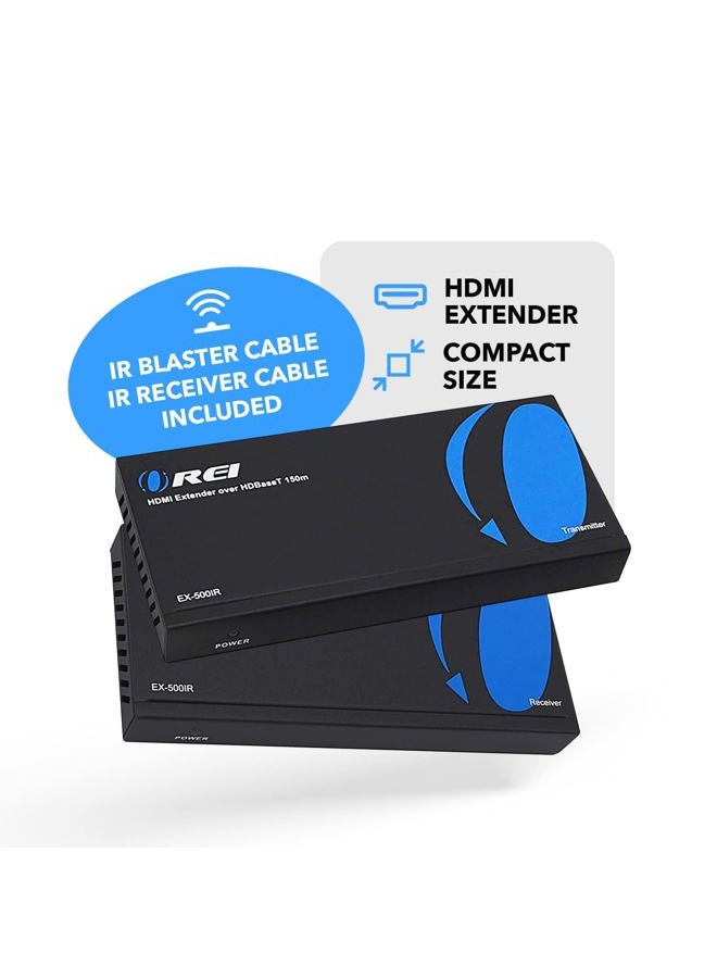 OREI HDBaseT HDMI Extender over Cat5e/6 Ethernet LAN cable - Up to 500 Feet - IR, HDMI Loop-out, RS-232, PoC, HDMI Balun (EX-500IR) - Image 2
