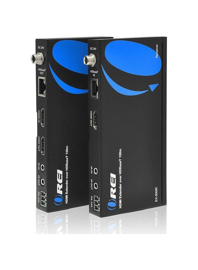 OREI HDBaseT HDMI Extender over Cat5e/6 Ethernet LAN cable - Up to 500 Feet - IR, HDMI Loop-out, RS-232, PoC, HDMI Balun (EX-500IR) - Image 1