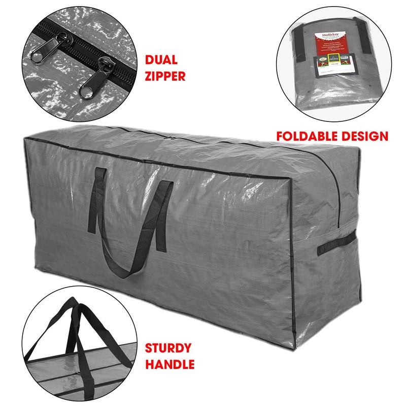 Primode Christmas Tree Storage Bag | Tall Disassembled Tree I Holiday Tree Storage Case | Protective Zippered Artificial Xmas Tree Bag (7.5ft, Gray) - Image 3
