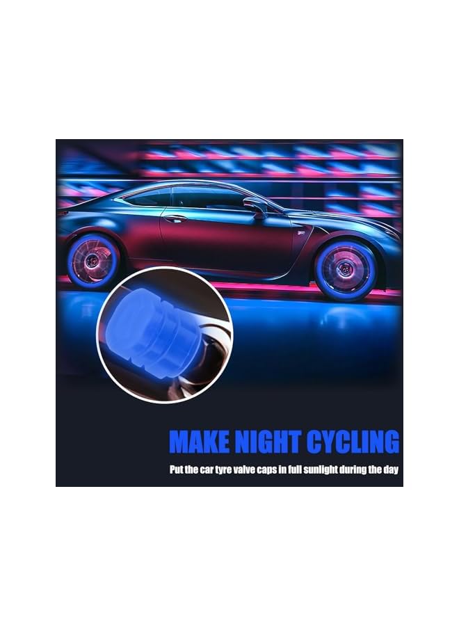 S-TOP 8PCS Fluorescent Tire Valve Stem Caps, Luminous Car Tire Air Cap, Corrosion Resistant Leak-Proof Wheel Valve Cover, Universal for Cars, Trucks, Bikes, Motorcycles, Bicycles(Pink&Blue) - Image 1