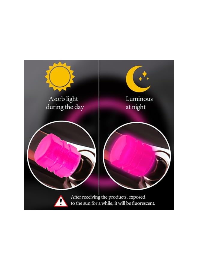 S-TOP 8PCS Fluorescent Tire Valve Stem Caps, Luminous Car Tire Air Cap, Corrosion Resistant Leak-Proof Wheel Valve Cover, Universal for Cars, Trucks, Bikes, Motorcycles, Bicycles(Pink&Blue) - Image 3