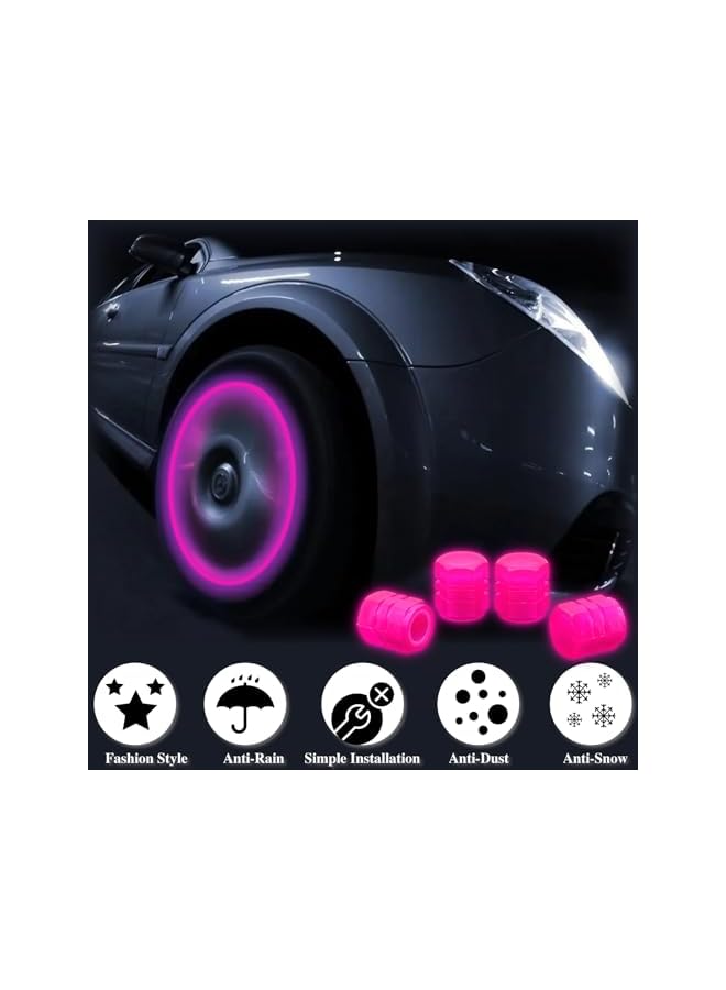 S-TOP 8PCS Fluorescent Tire Valve Stem Caps, Luminous Car Tire Air Cap, Corrosion Resistant Leak-Proof Wheel Valve Cover, Universal for Cars, Trucks, Bikes, Motorcycles, Bicycles(Pink&Blue) - Image 2