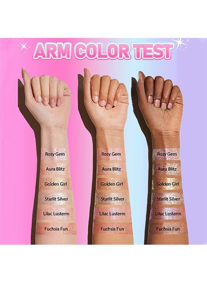 PAGE VINE Crystal Jelly Glaze Stick,Eye Shadow Stick Eyeliner Brightener Pencil Crayon with Brush Easy to Blend Long Lasting Shimmer Eyeshadow Stick-#03 Starlit Silver - Image 3