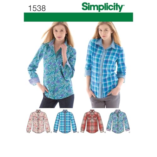 Simplicity 1538 Women's Button Up Shirt Sewing Patterns, Sizes 6-14 - Image 1