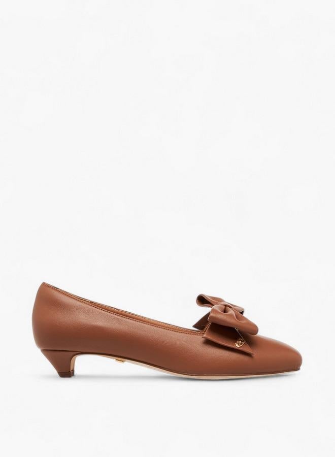 سيليست حذاء باليرينا نسائي سهل الارتداء بكعب رفيع وزينة فيونكة - Image 1