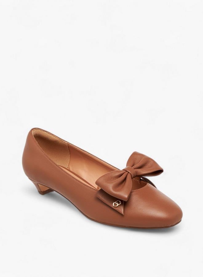 سيليست حذاء باليرينا نسائي سهل الارتداء بكعب رفيع وزينة فيونكة - Image 2