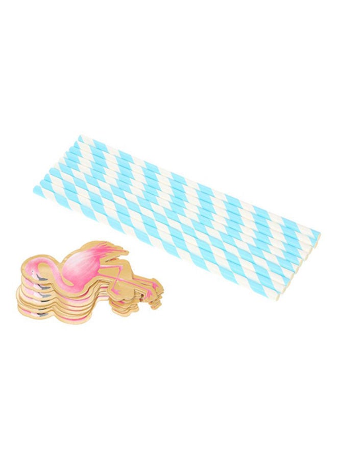NIBEMINENT 50-Piece Flamingo Pattern Decorative Drinking Straw Set 20centimeter - Image 1